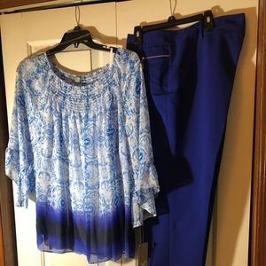 Ladies Valarie Steven top side 1x. Capri pants size 16. Sold as a set.